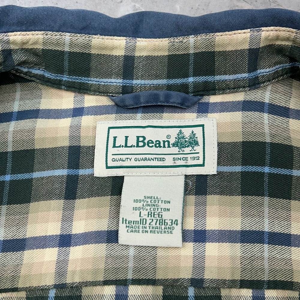 LL Bean Flannel Lined Work Shirt Mens Large Button Up Blue Workwear Outdoor Gorp - Picture 4 of 10